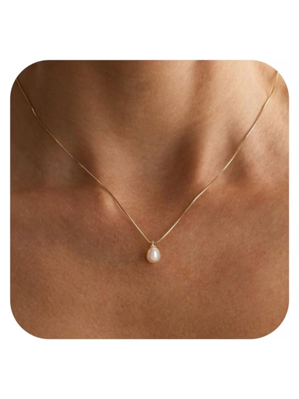 14k Gold Plated Brass Pearl Pendant Necklace Dainty Gift